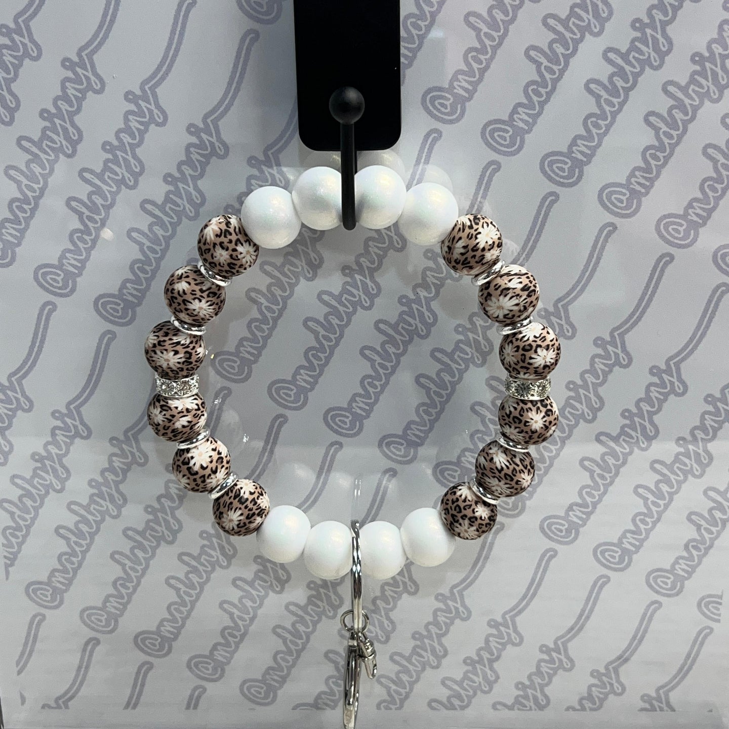 Leopard Daisy Jeweled Wristlet